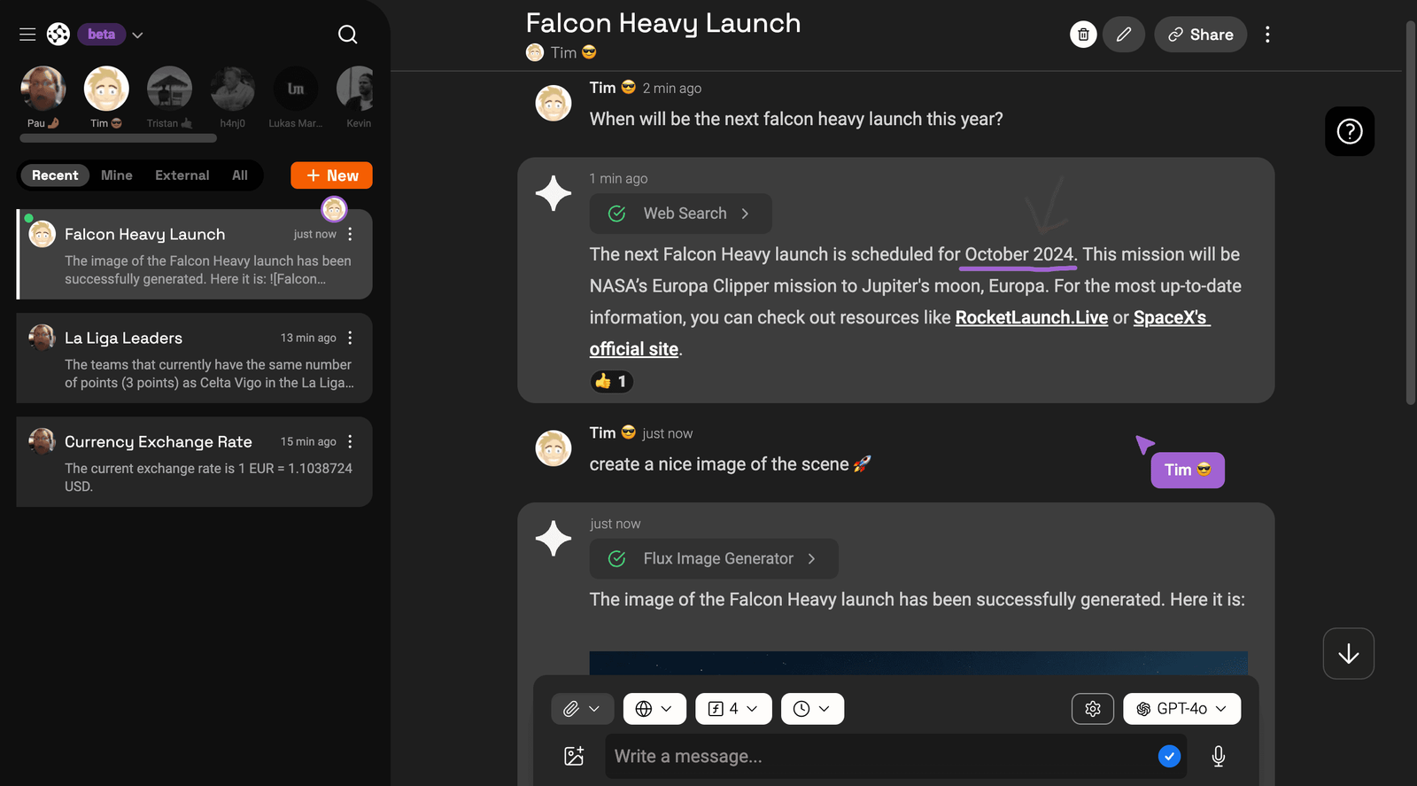 Dark theme desktop version of our AI brand name generator